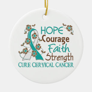 Cancer för styrka 3 för hoppkuragetro Cervical Julgransprydnad Keramik