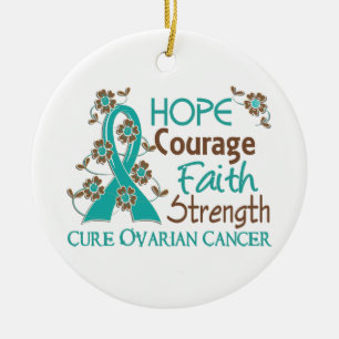 Cancer för styrka 3 för hoppkuragetro Ovarian Julgransprydnad Keramik