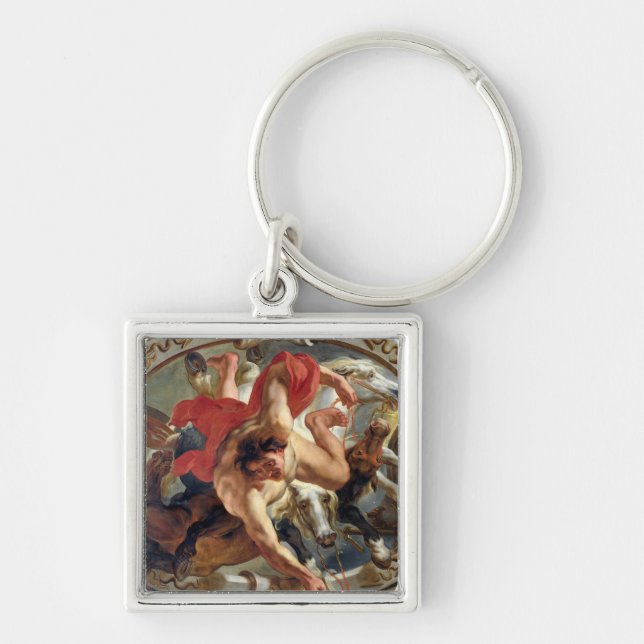 Cancer från teckenet av zodiacen fyrkantig silverfärgad nyckelring (Framsidan)