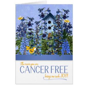 Cancer Free ger mig Joy Blue Larkspur Hälsningskort