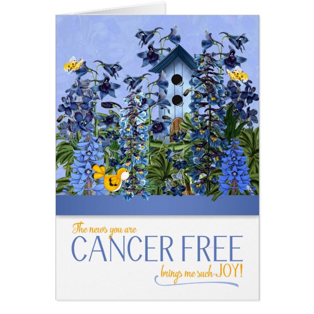 Cancer Free ger mig Joy Blue Larkspur Hälsningskort (Framsidan)
