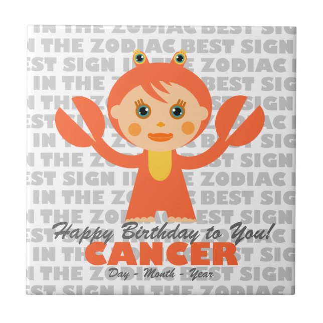 Cancer Grattis på födelsedagen Kakelplatta (Framsidan)