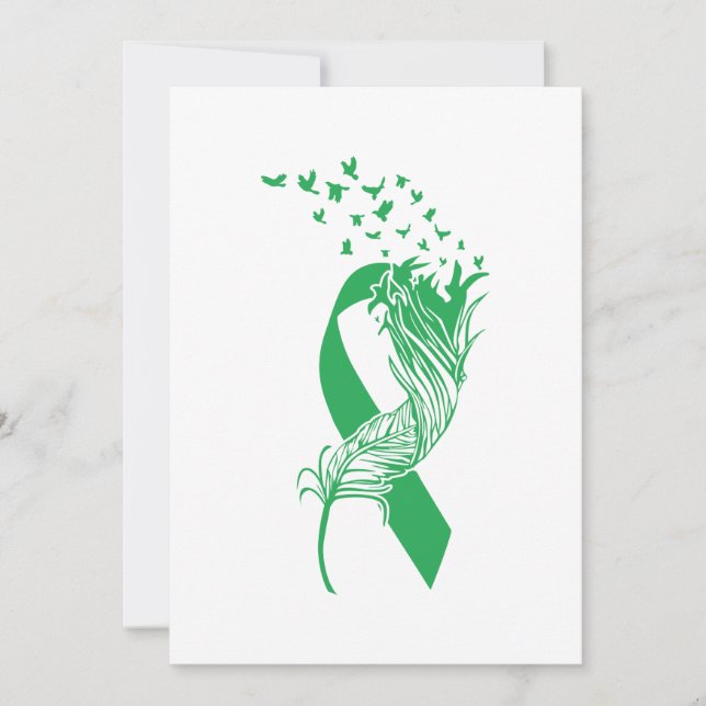 Cancer Green Ribbon Feather Birds Spara Datumet (Framsida)