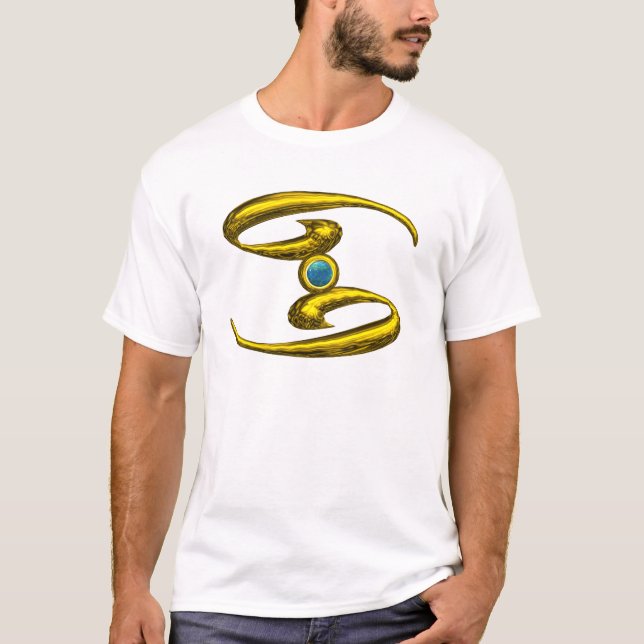 CANCER, GULD ZODIAC BIRTHDAY JEWEL TEE SHIRT (Framsida)