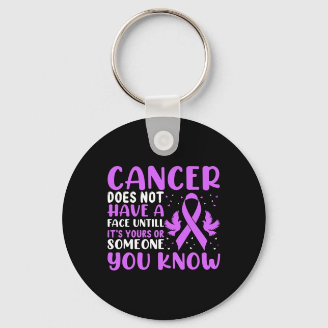 Cancer Har Inte Ett Ansikte Förrän... - Världscanc Nyckelring (Framsida)