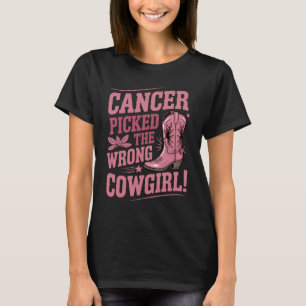 Cancer har plockat fel Cowgirl! Rosa Ribbon T Shirt