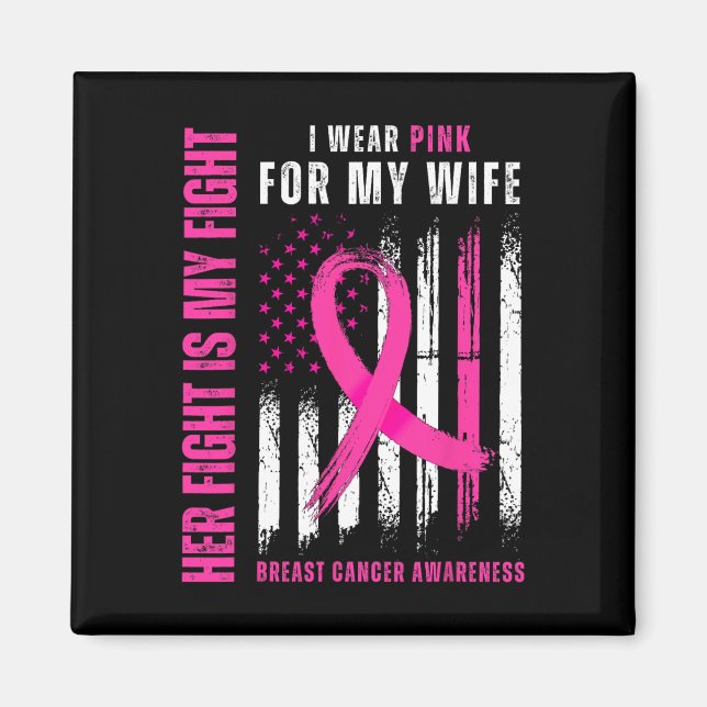 Cancer Hennes Kamp Är Min Kamp Bär Rosa Stöd W Magnet (Framsidan)