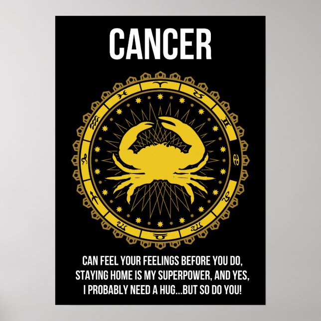 Cancer - Horoscope, Funny Zodiac Sign Humor Poster (Framsidan)