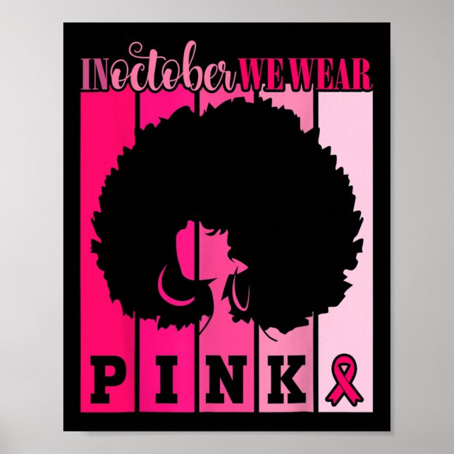 Cancer I oktober Bäror vi Rosa African American Wo Poster (Framsidan)