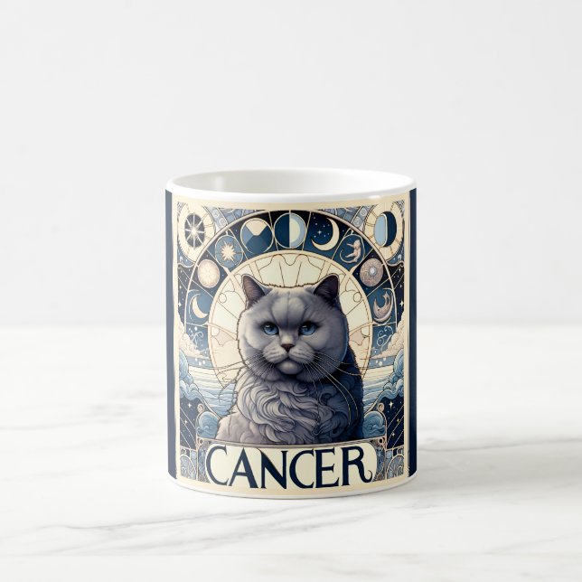 Cancer Intuitiv katt Zodiac Art nouveau Kaffemugg (Center)