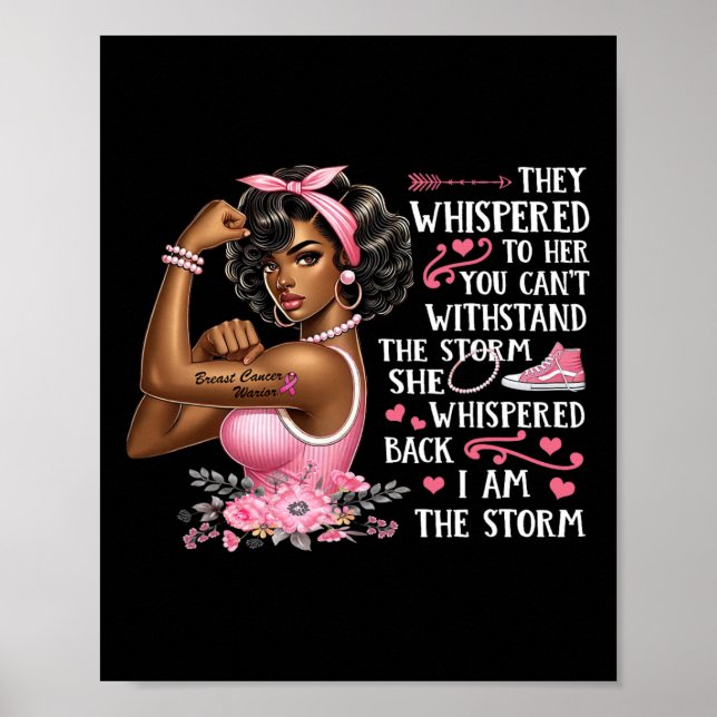Cancer, jag är Storm Black Women Vi Bäror Rosa Rib Poster (Framsidan)