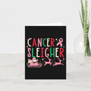 Cancer Jul Rosa Ribbon Santa Sleigh Reindeer Kort