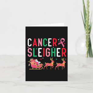 Cancer Jul Rosa Ribbon Santa Sleigh Reindeer Kort