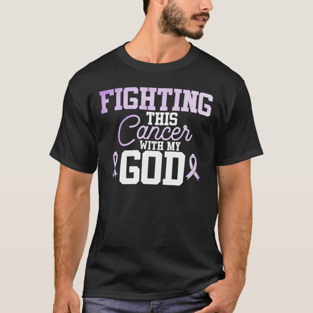 Cancer - Kampen mot cancer med min Gud T Shirt (Framsida)