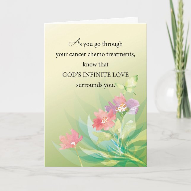 Cancer Kemo Religiöst Stöd Grönska Blommor Kort (Framsida)