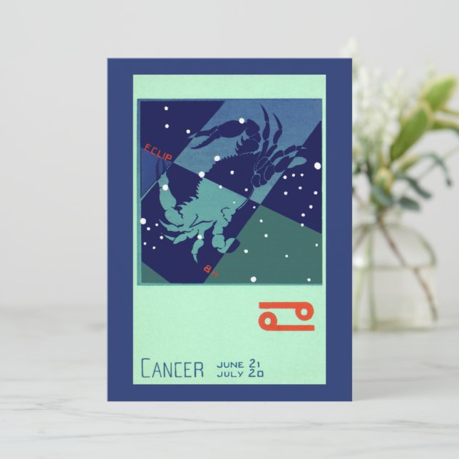 Cancer Kräfta Stjärnbild Vintage Zodiak Astrologi (Stående Fram)