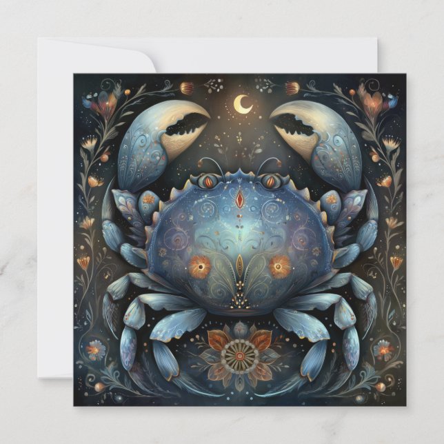Cancer Kräfta Zodiak Astrologi Celestial Födelseda Kort (Framsida)