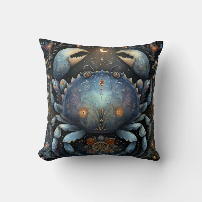 Cancer Kräfta Zodiak Astrologi Celestial Födelseda Kudde (Framsida)