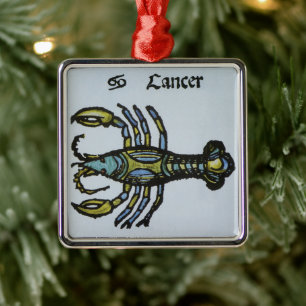 Cancer Kräftan, Vintage Zodiak tecken Julgransprydnad Metall