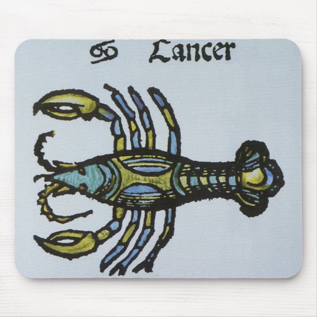 Cancer Kräftan, Vintage Zodiaktecknet Musmatta (Framsidan)