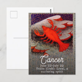 Cancer Kräftan Zodiak Tecken Födelsedagsfest Vykort