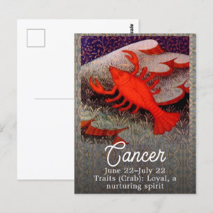 Cancer Kräftan Zodiakens Födelsedagsfest Vykort