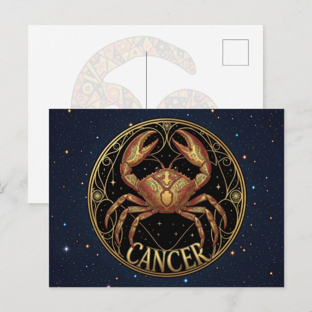 Cancer Kräftdjur Zodiakssymbol Vykort (Fram/baksida)