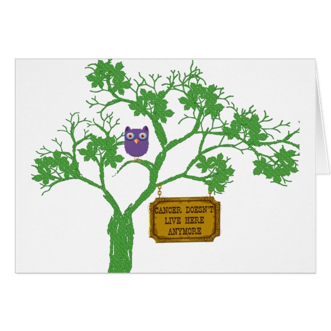 Cancer lever inte här Träd Uggla Hälsningskort (Framsidan Horizontal)