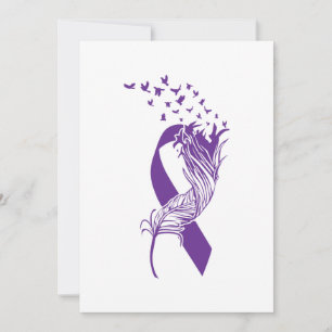 Cancer Lila Ribbon Feather Birds Spara Datumet