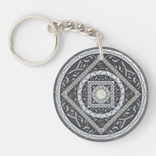 Cancer Mandala Acrylic Keychain (Framsidan)