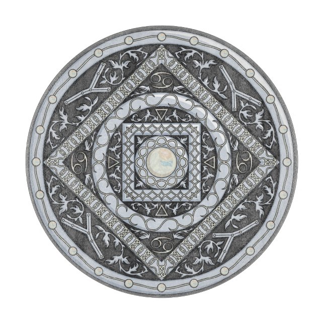 Cancer Mandala Glass Cshing Board (Framsidan)