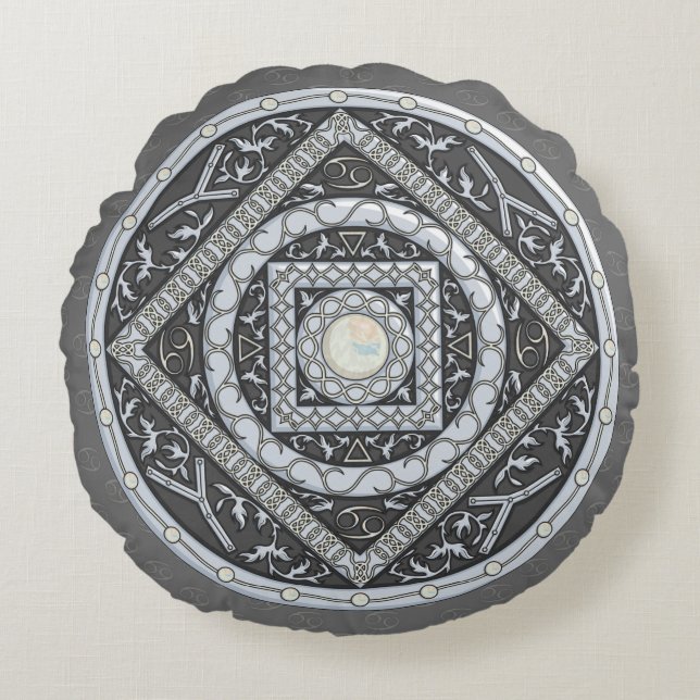 Cancer Mandala Round Pillow Rund Kudde (Framsidan)