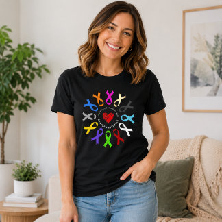 Cancer Medvetenhet Band Färger Hjärta Kärlek Hopp T Shirt
