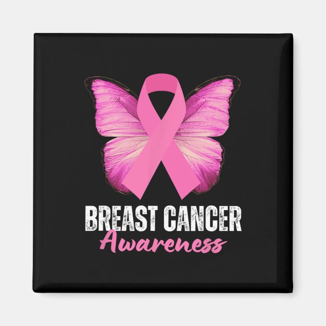 Cancer Medvetenhet Rosa Band Slända  Magnet (Framsidan)