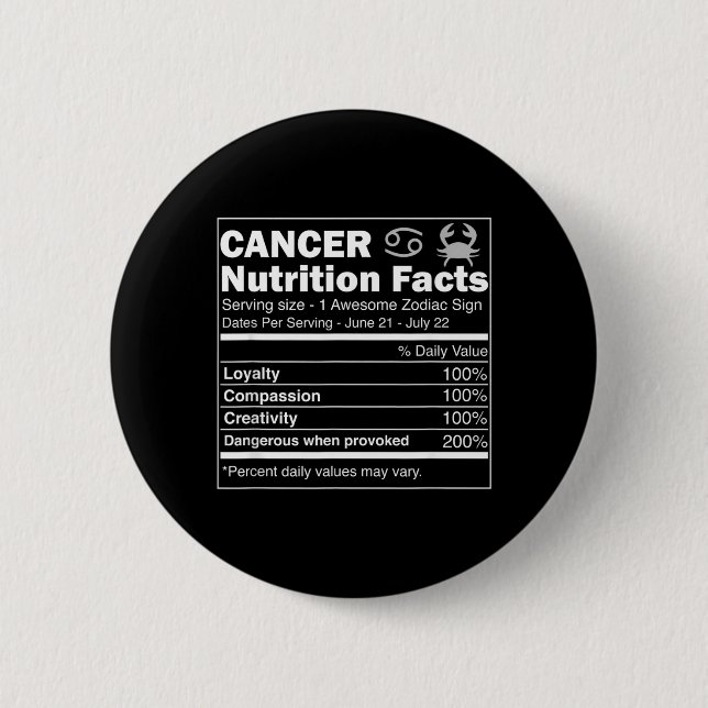 Cancer Näringsfakta Astrologi Zodiakskylt Knapp (Framsida)