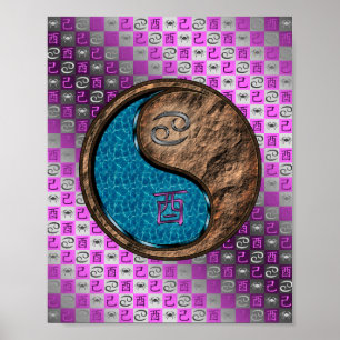 Cancer och jord Tupp Poster