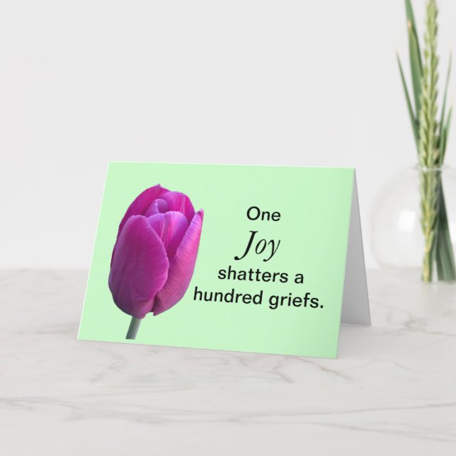 Cancer Patient Joy Tulip Flower w Chinese Proverb Kort (Framsida)