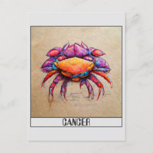 Cancer penna färgrik doodle konst vykort