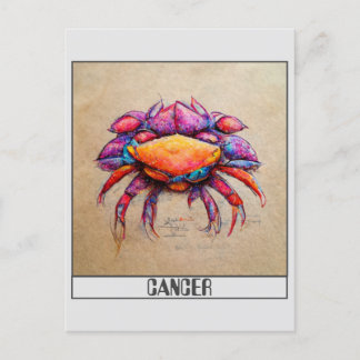 Cancer penna färgrik doodle konst vykort