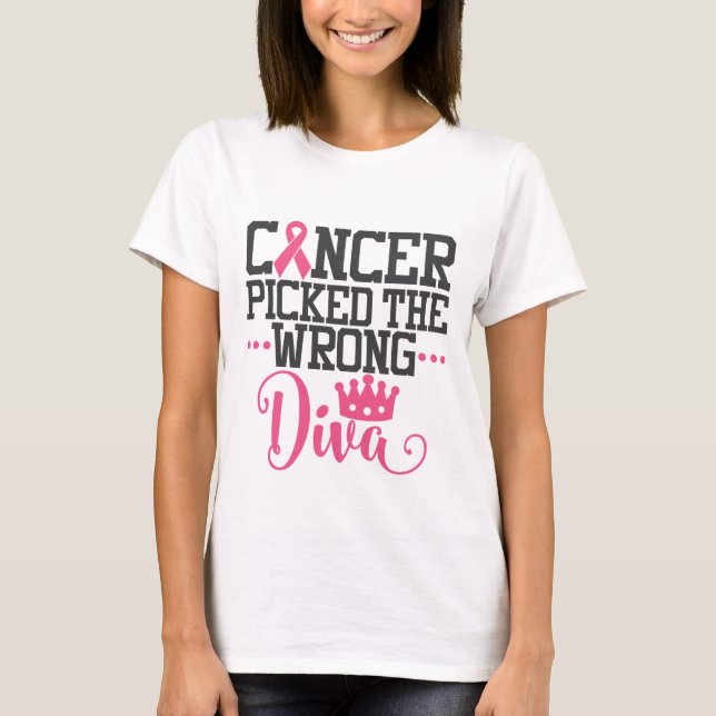 Cancer plockade fel diva| Kvotering om medvetenhet T Shirt (Framsida)
