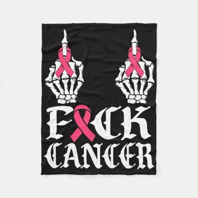 Cancer Skull och Crossbone Skeleton Bröstcancer Fleecefilt (Framsidan)