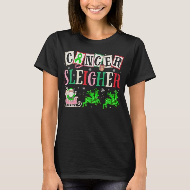 Cancer Sleigher jul Santa Lymphoma T Shirt (Framsida)