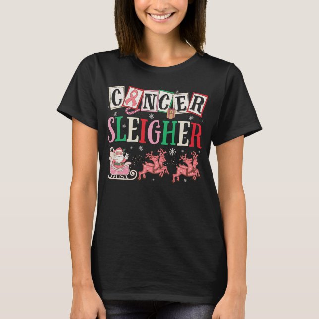Cancer Sleigher jul Santa Uterine Cancer T Shirt (Framsida)