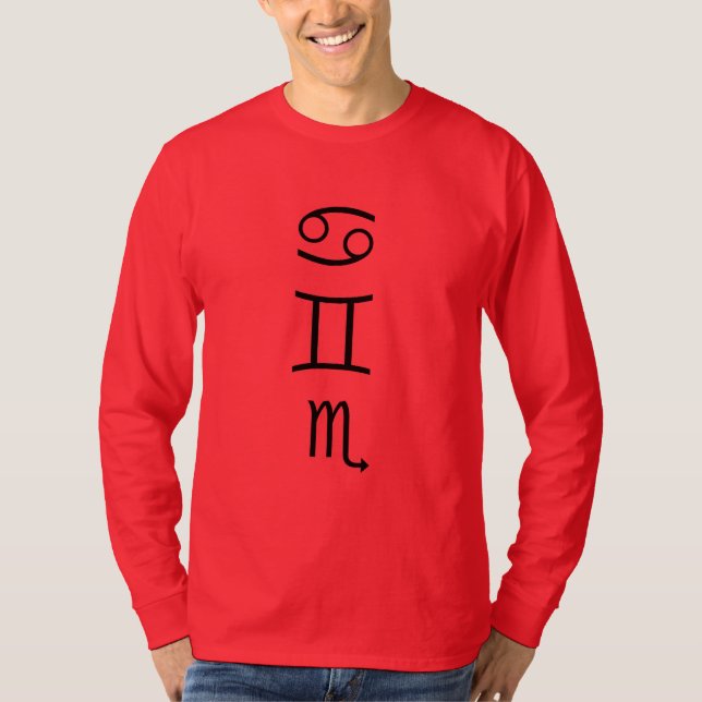 Cancer-sol Gemini-måne, Scorpio-resning T-shirt (Framsida)