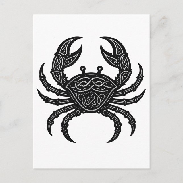 Cancer — Spöklik bläck Zodiak kräfta Vykort (Framsida)