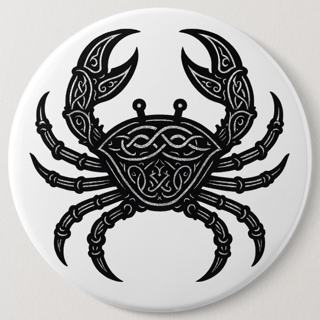 Cancer — Spöklik bläck Zodiakkräfta Knapp (Framsida)