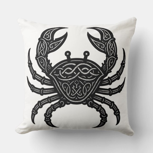 Cancer — Spöklik bläck Zodiakkräfta Kudde (Framsida)