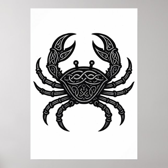 Cancer — Spöklik bläck Zodiakkräfta Poster (Framsidan)