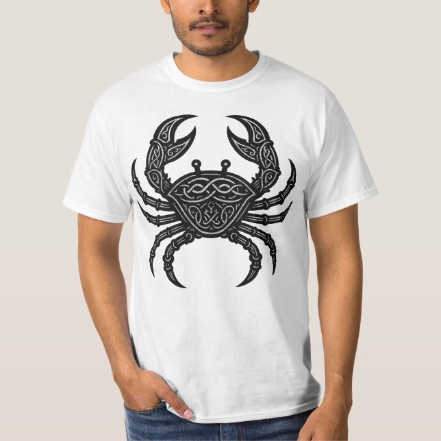 Cancer — Spöklik bläck Zodiakkräfta T Shirt (Framsida)