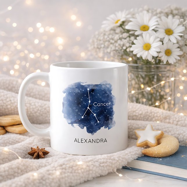 Cancer Starry Night Constellation Custom Name Kaffemugg (Skapare uppladdad)